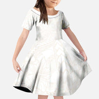 Samoa Lotu Tamaiti Ivory Family Matching Off The Shoulder Long Sleeve Dress and Hawaiian Shirt Teuila Tatau - Polynesian Pride