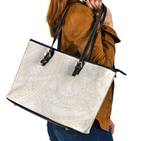 Samoa Lotu Tamaiti Ivory Leather Tote Bag Teuila Tatau - Polynesian Pride