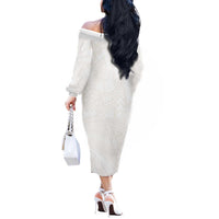 Samoa Lotu Tamaiti Ivory Off The Shoulder Long Sleeve Dress Teuila Tatau - Polynesian Pride