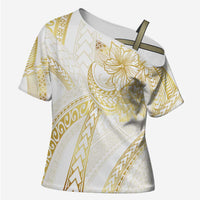 Samoa Lotu Tamaiti Gold Cross Shoulder Shirt Teuila Tatau LT7 Female Gold - Polynesian Pride