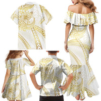 Samoa Lotu Tamaiti Gold Family Matching Mermaid Dress and Hawaiian Shirt Teuila Tatau - Polynesian Pride