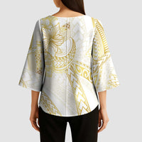 Samoa Lotu Tamaiti Gold Kimono Sleeve Blouse Teuila Tatau - Polynesian Pride