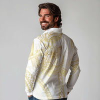 Samoa Lotu Tamaiti Gold Long Sleeve Polo Shirt Teuila Tatau LT7 - Polynesian Pride