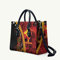 Papua New Guinea Independence Leather Bag PNG Bagi and Lime Pot LT7 Black - Polynesian Pride