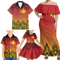 Papua New Guinea 1975 To The Future Personalised Family Matching Off Shoulder Maxi Dress and Hawaiian Shirt Sepik Masks LT7 - Polynesian Pride