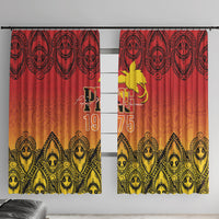 Papua New Guinea 1975 To The Future Window Curtain Sepik Masks LT7 With Hooks Red - Polynesian Pride
