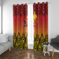 Papua New Guinea 1975 To The Future Window Curtain Sepik Masks LT7 With Grommets Red - Polynesian Pride