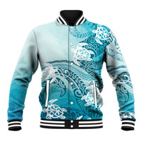 Polynesia Turtle Baseball Jacket Watercolor Abstract Style LT7 Unisex Blue - Polynesian Pride
