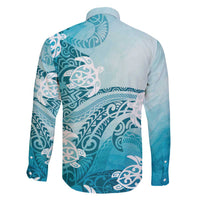 Polynesia Turtle Family Matching Puletasi and Hawaiian Shirt Watercolor Abstract Style LT7 - Polynesian Pride