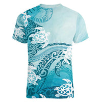 Polynesia Turtle Women V-Neck T-Shirt Watercolor Abstract Style LT7 - Polynesian Pride