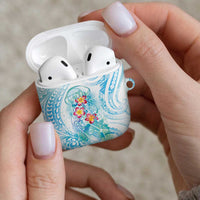 Sea Blue Polynesian Jellyfish AirPods Case Watercolor Glows LT7 - Polynesian Pride
