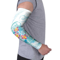 Sea Blue Polynesian Jellyfish Arm Sleeves Watercolor Glows - Polynesian Pride
