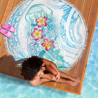 Sea Blue Polynesian Jellyfish Beach Blanket Watercolor Glows LT7 - Polynesian Pride