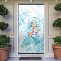 Sea Blue Polynesian Jellyfish Door Cover Watercolor Glows LT7 Light Blue - Polynesian Pride