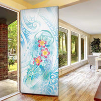 Sea Blue Polynesian Jellyfish Door Cover Watercolor Glows LT7 - Polynesian Pride