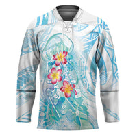 Sea Blue Polynesian Jellyfish Hockey Jersey Watercolor Glows LT7 Unisex Light Blue - Polynesian Pride