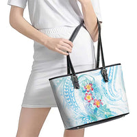 Sea Blue Polynesian Jellyfish Leather Tote Bag Watercolor Glows - Polynesian Pride