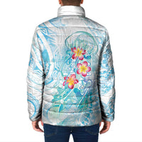 Sea Blue Polynesian Jellyfish Padded Jacket Watercolor Glows LT7 - Polynesian Pride