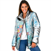 Sea Blue Polynesian Jellyfish Padded Jacket Watercolor Glows LT7 Women Light Blue - Polynesian Pride
