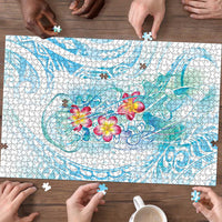 Sea Blue Polynesian Jellyfish Puzzle Watercolor Glows LT7 - Polynesian Pride