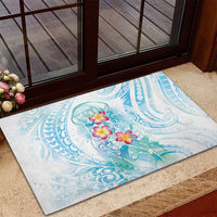 Sea Blue Polynesian Jellyfish Rubber Doormat Watercolor Glows LT7 - Polynesian Pride