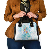 Sea Blue Polynesian Jellyfish Shoulder Handbag Watercolor Glows - Polynesian Pride