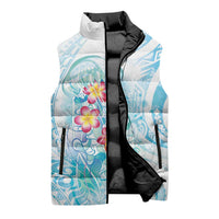 Sea Blue Polynesian Jellyfish Sleeveless Puffer Jacket Watercolor Glows LT7 - Polynesian Pride
