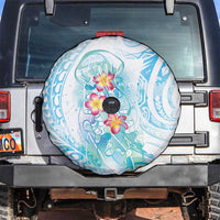 Sea Blue Polynesian Jellyfish Spare Tire Cover Watercolor Glows - Polynesian Pride