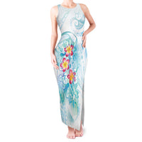 Sea Blue Polynesian Jellyfish Tank Maxi Dress Watercolor Glows - Polynesian Pride