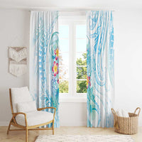 Sea Blue Polynesian Jellyfish Window Curtain Watercolor Glows - Polynesian Pride