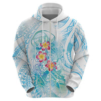 Sea Blue Polynesian Jellyfish Zip Hoodie Watercolor Glows - Polynesian Pride