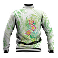 Summer Green Polynesian Jellyfish Baseball Jacket Watercolor Glows LT7 - Polynesian Pride