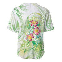 Summer Green Polynesian Jellyfish Baseball Jersey Watercolor Glows - Polynesian Pride