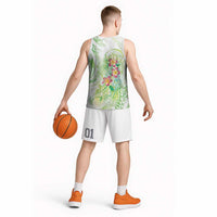 Summer Green Polynesian Jellyfish Basketball Jersey Watercolor Glows LT7 - Polynesian Pride