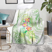Summer Green Polynesian Jellyfish Blanket Watercolor Glows - Polynesian Pride