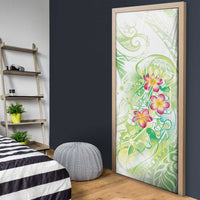 Summer Green Polynesian Jellyfish Door Cover Watercolor Glows LT7 - Polynesian Pride
