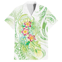 Summer Green Polynesian Jellyfish Family Matching Long Sleeve Bodycon Dress and Hawaiian Shirt Watercolor Glows - Polynesian Pride
