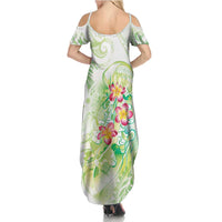 Summer Green Polynesian Jellyfish Family Matching Summer Maxi Dress and Hawaiian Shirt Watercolor Glows - Polynesian Pride
