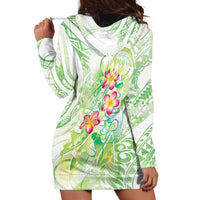 Summer Green Polynesian Jellyfish Hoodie Dress Watercolor Glows - Polynesian Pride