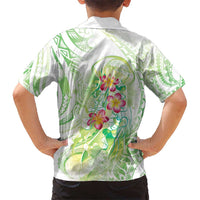 Summer Green Polynesian Jellyfish Kid Hawaiian Shirt Watercolor Glows - Polynesian Pride