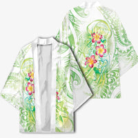 Summer Green Polynesian Jellyfish Kimono Watercolor Glows LT7 - Polynesian Pride