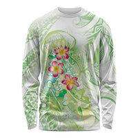 Summer Green Polynesian Jellyfish Long Sleeve Shirt Watercolor Glows LT7 Unisex Light Green - Polynesian Pride
