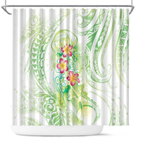 Summer Green Polynesian Jellyfish Shower Curtain Watercolor Glows - Polynesian Pride