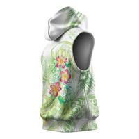 Summer Green Polynesian Jellyfish Sleeveless Hoodie Watercolor Glows LT7 - Polynesian Pride