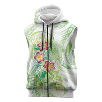 Summer Green Polynesian Jellyfish Sleeveless Zip Hoodie Watercolor Glows LT7 Light Green - Polynesian Pride