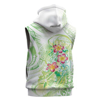 Summer Green Polynesian Jellyfish Sleeveless Zip Hoodie Watercolor Glows - Polynesian Pride