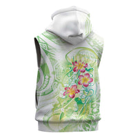 Summer Green Polynesian Jellyfish Sleeveless Zip Hoodie Watercolor Glows LT7 - Polynesian Pride