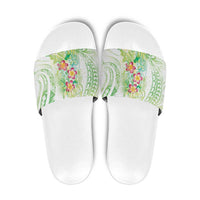 Summer Green Polynesian Jellyfish Slide Sandals Watercolor Glows - Polynesian Pride