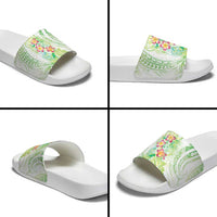 Summer Green Polynesian Jellyfish Slide Sandals Watercolor Glows - Polynesian Pride