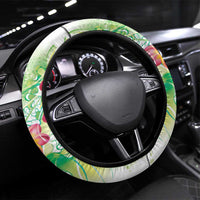 Summer Green Polynesian Jellyfish Steering Wheel Cover Watercolor Glows LT7 Universal Fit Light Green - Polynesian Pride